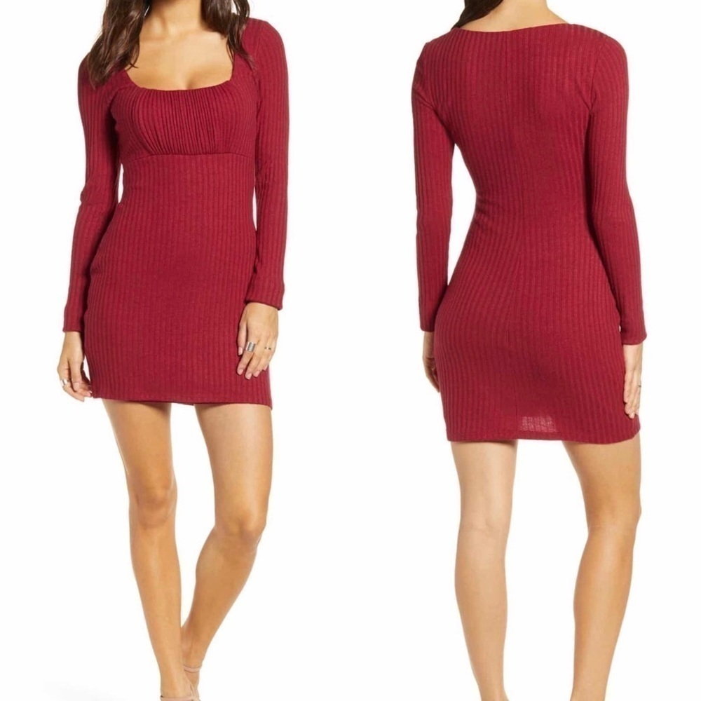 𝅺row A Burgundy mini dress with long sleeves. Size M